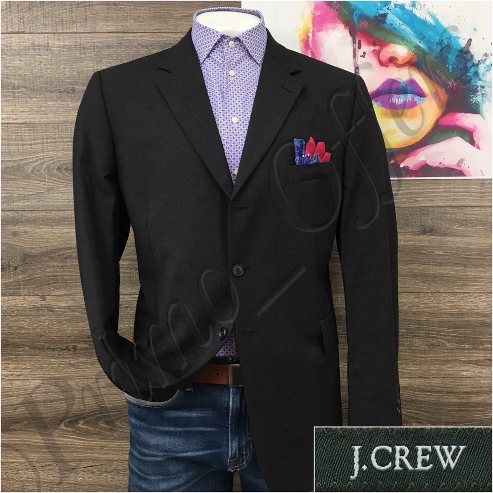 Vintage J Crew Mens Blazer Sport Coat Three Button Casual Jacket 46R Wool Suits